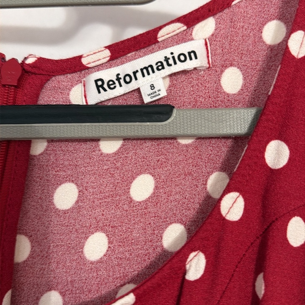 Reformation Red Polka Dot Mini Dress - Picture 3 of 7